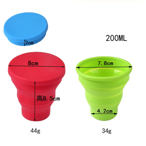 Tasse pliante rétractable en silicone portable NO avec couvercle 200ML tasse d'eau de voyage en plein air résistante aux hautes températures - Product Image 6