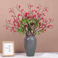 Bouquet de fleurs artificielles en mousse et plastique, fruits de houx, vert d'hiver, gaufré, pour le réveillon du Nouvel An - Décoration légère et imperméable