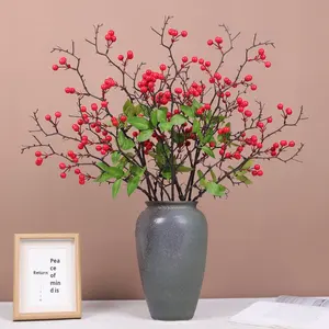 <span class=keywords><strong>Bouquet</strong></span> <span class=keywords><strong>de</strong></span> fleurs artificielles en mousse et plastique, <span class=keywords><strong>fruits</strong></span> <span class=keywords><strong>de</strong></span> houx, vert d'hiver, gaufré, pour le réveillon du Nouvel An - Décoration légère et imperméable - Product Image 1