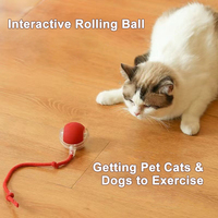 Jouet Intelligent pour Animaux de Compagnie Balle Automatique Interactive 360° avec Corde, Recharge USB, pour Chiens et Chats
