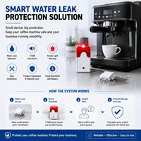 Sistem Alarm Cahaya Suara Kebocoran Air 110dB Sensor Deteksi Air dengan Probe Logam untuk Mesin Kopi Peralatan Dapur DS-103S