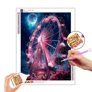 Factory Wholesale Diamond Painting Ferris Wheel at Night DIY Custom Diamond Painting AB Drill Rhinestone Wall Decor