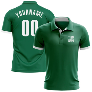 Custom Kelly Green White Performance Golf Polo Shirt Personalized Sublimation Printing Any Work Polo T-shirts