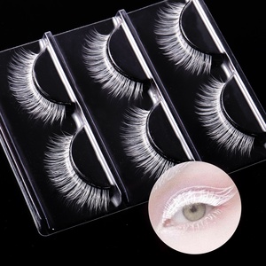 Faux cils blancs style européen et américain, naturels, fins, avec tige en coton noir, pour maquillage de scène et de fêtes, cils <span class=keywords><strong>Manga</strong></span> - Product Image 1
