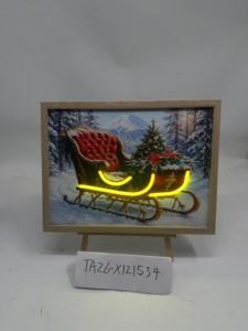 Impression lumineuse néon pour les fêtes de Noël, art mural LED sur toile, impression LED, cloche de Noël rustique encadrée pour la décoration - Product Image 4