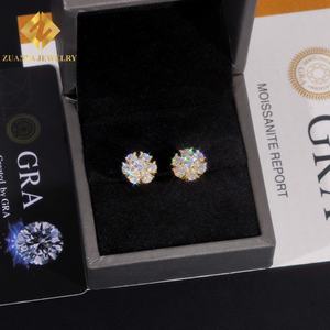 Belle boucle d'oreille à motif floral, clou d'oreille en argent 925, boucle d'oreille en moissanite, boucle d'oreille tendance en forme de tournesol, idée cadeau de bijoux - Product Image 6