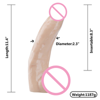Matériau sûr pour le corps Ventouse forte Bouchon Énorme PVC Doux Vraie Femme Adulte Jeux Gay Long Gode