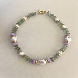 DIY kalung manik-manik baja tahan karat, perhiasan buatan tangan kalung mutiara batu alam buatan tangan geometris modis - Product Image 5