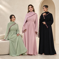 Loriya 2026 Nouvelle Abaya en Dentelle Florale, Ensemble 2 Pièces, Robe Musulmane Modeste pour Femmes, Abaya Premium Nida, Robes Décontractées Modestes pour Femmes avec Hijab