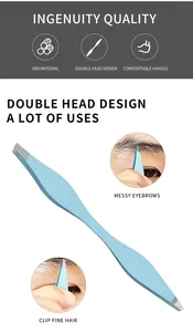 Pinzas de extensión de pestañas con punta de fibra de doble cabeza de etiqueta privada herramienta de extensión de pestañas de volumen