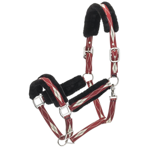 Licol de cheval en nylon de qualité supérieure avec motif équestre, bande nasale rembourrée en fourrure artificielle et tête de licol souple pour l'équitation - Product Image 1