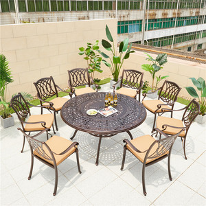 Juego de <span class=keywords><strong>mesa</strong></span> <span class=keywords><strong>y</strong></span> <span class=keywords><strong>sillas</strong></span> de <span class=keywords><strong>terraza</strong></span> de muebles para exteriores de aluminio fundido - Product Image 6