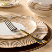 Plats et assiettes de mariage à jante dorée en porcelaine fine pour restaurant vaisselle hôtel dîner rond plateaux de service vaisselle