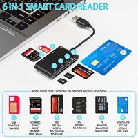 Lecteur de cartes à puce CAC 6 ports, adaptateur USB Type DOD pour cartes SIM/SD/TF/MS/M2/ID/IC, compatible Windows/Linux/Unix/MacOS X