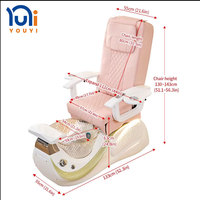 Fauteuil de pédicure et de massage électrique inclinable en cuir PU avec bain de pieds en cristal pour salon de beauté