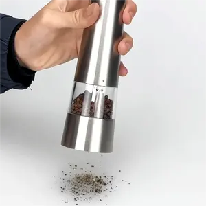 China Factory Manufacture Kitchen Tool Adjustable Stainless Steel Battery-Operated Electric Pepper Mill Salt Grinder