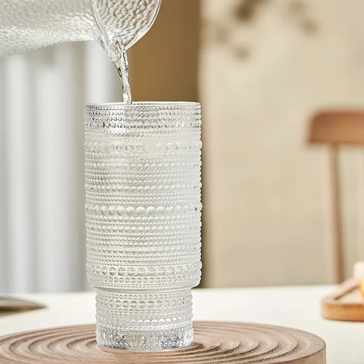 カクテル厚手の水ガラスカップ用の10オンスのクリアジュースリブガラス製品クリスタルトール飲用ショットグラス