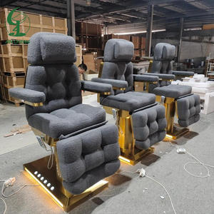 Jincheng, belleza moderna, tela de lana de cordero, salón de maquillaje Facial, cama de lujo 3/4, Motor eléctrico, Control de pies, cama de masaje con lámpara - Product Image 4