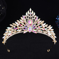 Nouvelle Couronne de Mariée Européenne et Américaine, Tiara Baroque en Strass Œil de Cheval, Accessoire Cheveux pour Studio Photo, Coiffe de Mariage en Alliage