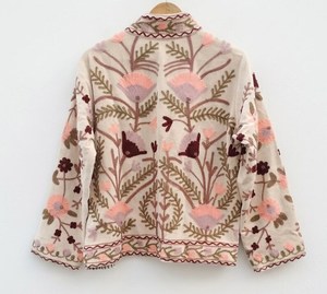 Velvet Suzani Women's Short <b>Coat</b> Embroidered Kimono <b>Robe</b> Bomber Street Jacket Ethnic Vintage Outerwear - Product Image 3