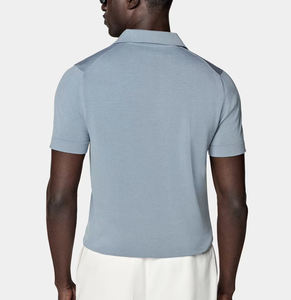 <span class=keywords><strong>Polo</strong></span> senza bottone con orlo <span class=keywords><strong>a</strong></span> costine <span class=keywords><strong>a</strong></span> maniche corte da uomo Slim Fit leggero - Product Image 4