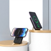 Batterie externe magnétique sans fil 10000mAh, charge rapide PD20W, câble double intégré, support pliable, écran numérique, chargeur portable