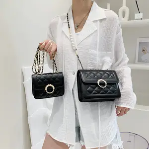 Fashion Mini Sling Chain Jelly Bag Crossbody Women pearl chain ladies handbags sling bags