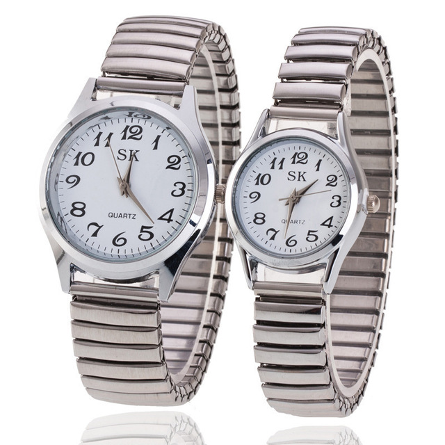 Men's and Women's Business Quartz Watches Pointer Dial Large Numeral Display Alloy Strap Day/Date Feature
