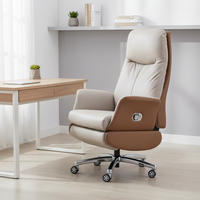 Chaise de bureau exécutive à dossier haut en similicuir PU gris, pivotante, inclinable, avec repose-pieds, pour bureau à domicile et chambre, directement de l'usine