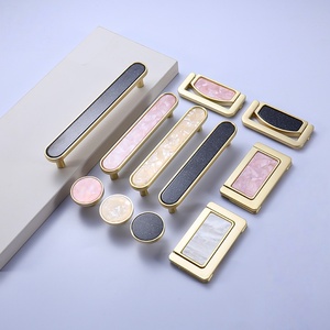Resin Zinc Alloy Base Furniture Dresser Drawer Kitchen Double Holes Modern Simplicity Long Handle - Product Image 1