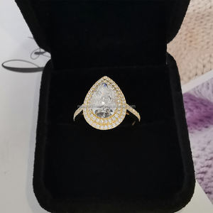 Anel de casamento clássico, anel de ouro sólido com pedra grande de luxo 14k 18k - Product Image 3