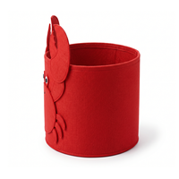 Panier de rangement en feutre RPET GRS, design crabe rouge mignon, personnalisé OEM, pour chambre d'enfant, certifié BSCI