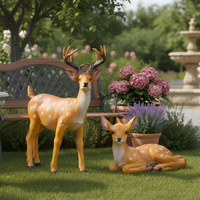 Nouvelle sculpture de cerf en résine FRP réaliste en 3D, éclairage festif LED lumineux IP66, décoration de Noël, Pâques, ODM