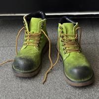 Bottes Martin pour hommes, bottines à semelle épaisse de style britannique, vert blanc-J, style 43120