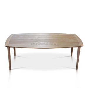 Mid Century Style Rugby Shape Dining <b>Table</b> Natural Teak Wood Fine Sanded for Outdoor Furniture Use - Product Image 3