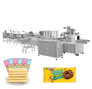 Rollo de huevo automático, barra de cereales de chocolate, línea de embalaje de galletas, comedero de galletas, rollo de huevo, línea de embalaje, precio cómodo