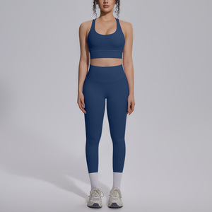 Nuovo Design Comodo Set Sportivo <span class=keywords><strong>Giallo</strong></span> per Yoga, <span class=keywords><strong>Reggiseno</strong></span> Sportivo con Spalline Incrociate, Vita Incrociata, Fitness, Hot Sale, Sensazione Bttuer, Set Yoga 2 Pezzi con <span class=keywords><strong>Reggiseno</strong></span> a Spalline Incrociate - Product Image 4