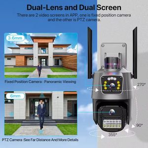 ICSEE Câmera 4K 8MP Outdoor Dual Lens PTZ Sem Fio À Prova D' Água <span class=keywords><strong>CCTV</strong></span> De Segurança Com Luz de Advertência Camara de Seguridad Wifi - Product Image 4