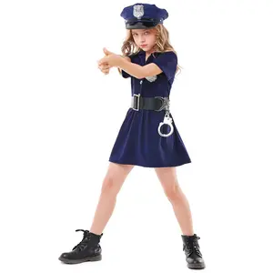 Costume de police pour enfants, uniforme de police, menottes incluses, jeu de rôle, vêtements de police, fête de carnaval d'Halloween, jeu de rôle