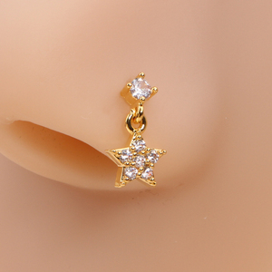 Piercing al Naso a Forma di L con Pendenti per Donne, Gioielli per Piercing al Naso con Stella in Zirconia Cubica e Cristallo - Product Image 1