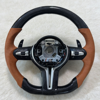 Volant de voiture en fibre de carbone pour BMW M3 M4 M5 M6 E81 E87 E82 E88 E90 E91 E92 E93 F30 F32 F10 F20 F07 F01 F82 Cuir marron