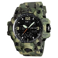 SKMEI 1155B Montres-bracelets de Sport et de Course pour Hommes, Étanche, Mouvement Quartz LED, Réserve de Marche, Boussole Numérique, Bracelet Parapluie