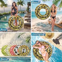 Bouée gonflable imprimé léopard, anneau de natation gonflable robuste résistant aux UV, flotteur de piscine gonflable pour enfants et adultes