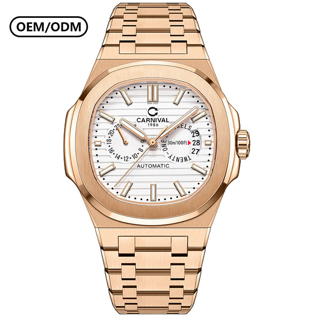 CARNIVAL Men's Automatic Mechanical Movement Luxury Watch with Stainless Steel Case Oval Case 50m Water Resistance
