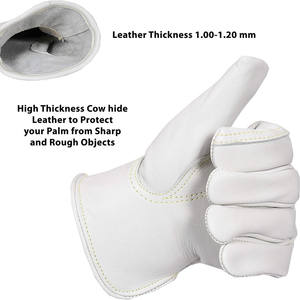 Guantes de conducción para hombre Guantes DE SEGURIDAD duraderos de cuero de grano de vaca Guantes de cuero de trabajo de jardinería Grado AB - Product Image 3
