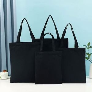 Eco-Friendly Linen <b>Canvas</b> <b>Tote</b> Bag Custom Logo Printed Black Storage Cotton Bag with Handles Reusable for Packaging - Product Image 3