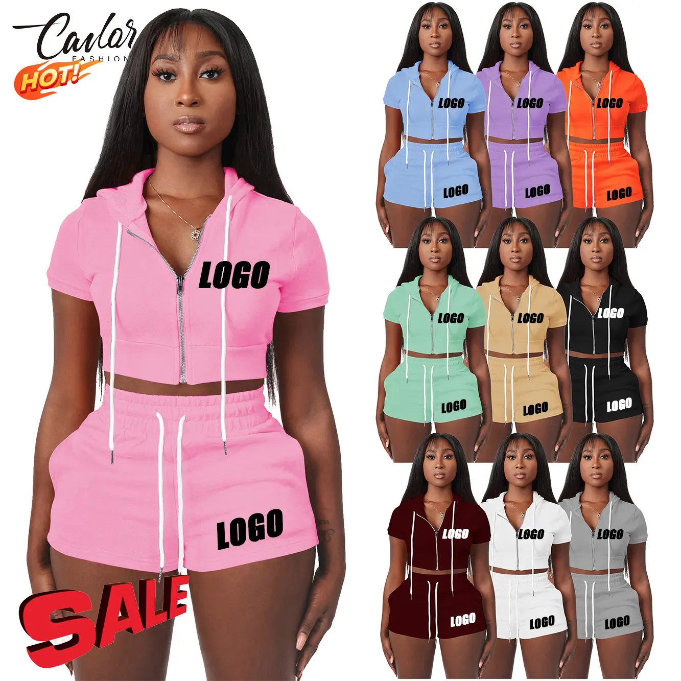 S35 New Arrivals Custom Logo Spring 2023 Women S Clothing Short Sets Product Women's out summer Crop Top 2 two Piece short Set
