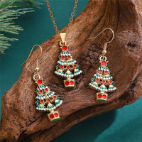 Nouvel ensemble de bijoux de Noël 2025, collier et boucles d'oreilles en alliage Père Noël, renne, bonhomme de neige, accessoires de fête festifs pour cadeau