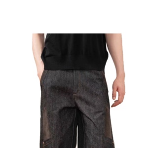 Mùa Thu Mùa Xuân Cổ Điển <span class=keywords><strong>Retro</strong></span> Quần Denim Cao Eo Rửa Nước Chắp Vá Thiết Kế Thêu Flare Phong Cách 100% Cotton Ánh Sáng Odm - Product Image 4