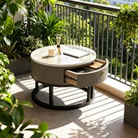 Mesa de Centro Extensible de Acero Inoxidable para Sala de Estar Moderna, con Almacenamiento y Superficie de Piedra, Alta Calidad, Gran Venta 2025